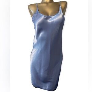 Blue Satin Slip Dress